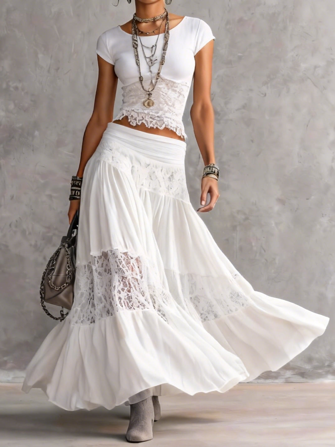 Idalia - lace top and long skirt set